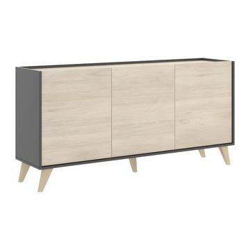 Credenza 3 ante Quercia e Antracite stile scandinavo KOLYMA