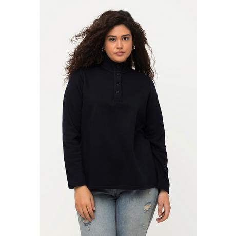 Ulla Popken  Sweatshirt, Strick-Stehkragen, Knöpfe, Langarm 