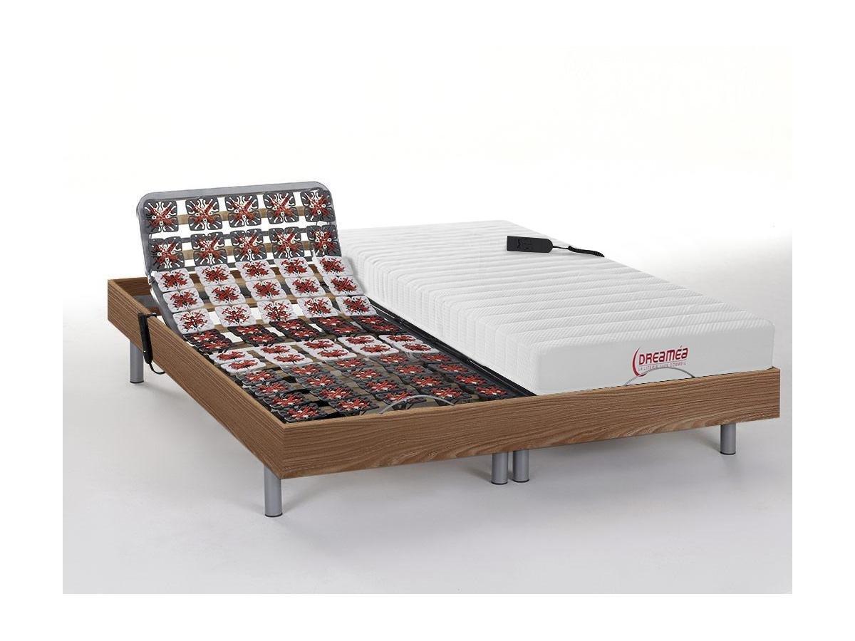 Vente-unique Letto relax elettrico sole sosp. materasso accoglienza Lattice  2x90x200cm  Naturale chiaro - ETHER di DREAMEA  