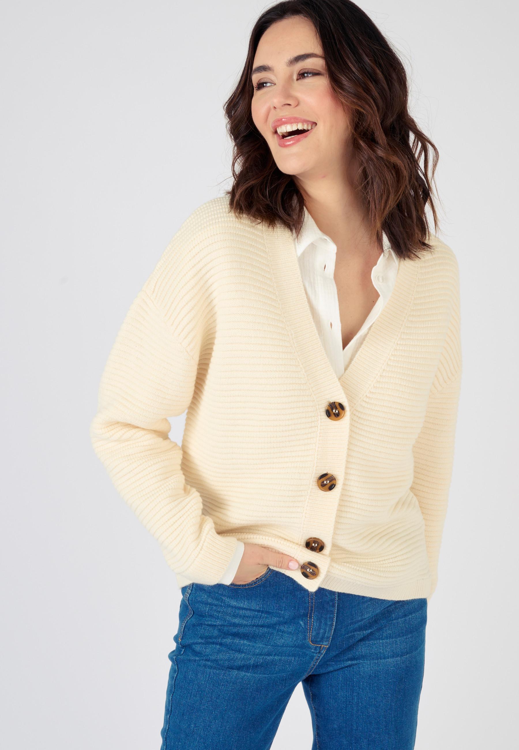 Image of Jacke Aus Ottomanstrick. Damen Braun 46-48