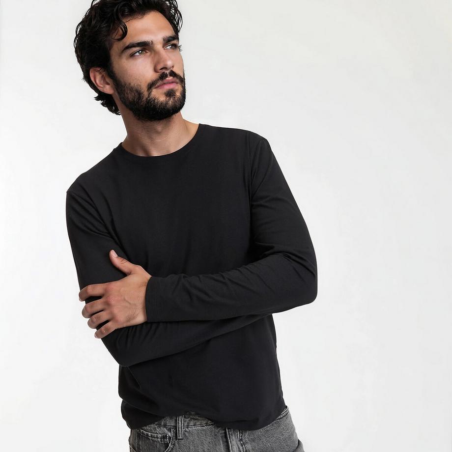 Langarm-Shirt mit rundem Ausschnitt