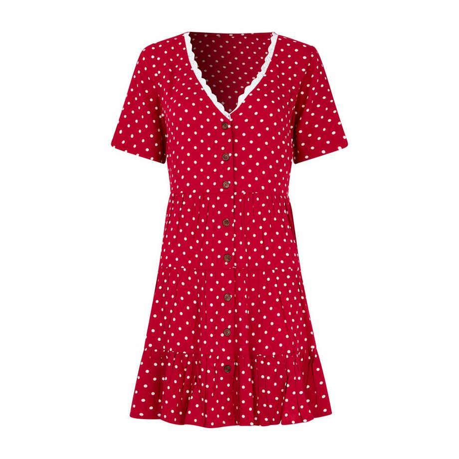 Joe Browns Jersey Tunika Kleid mit Punkte Print und Spitzenbesatz  