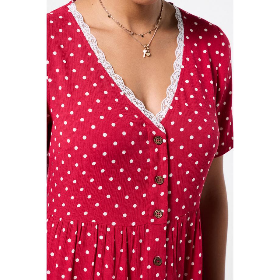 Joe Browns Jersey Tunika Kleid mit Punkte Print und Spitzenbesatz  
