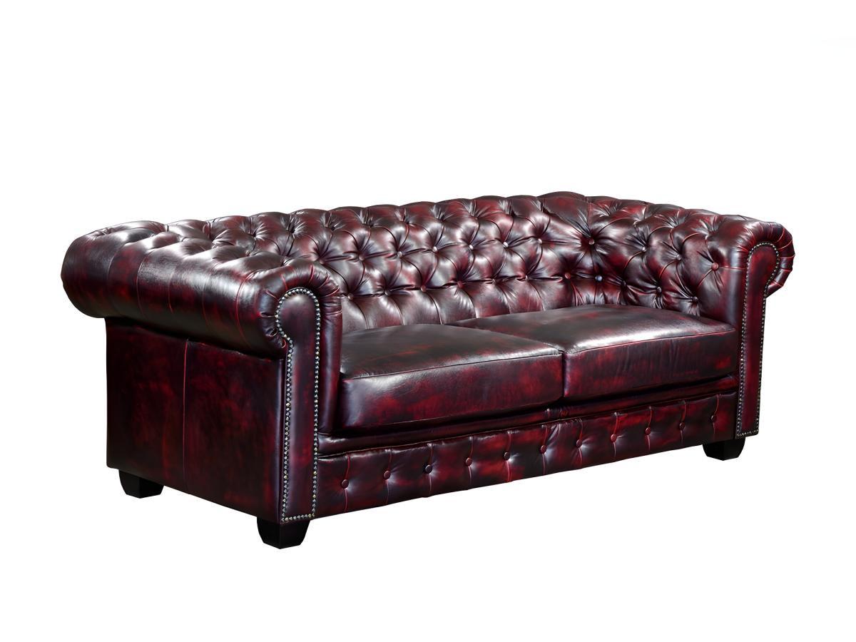 LINEA SOFA Divano Chesterfield a 3 posti 100% pelle di bufalo Cherry BRENTON  