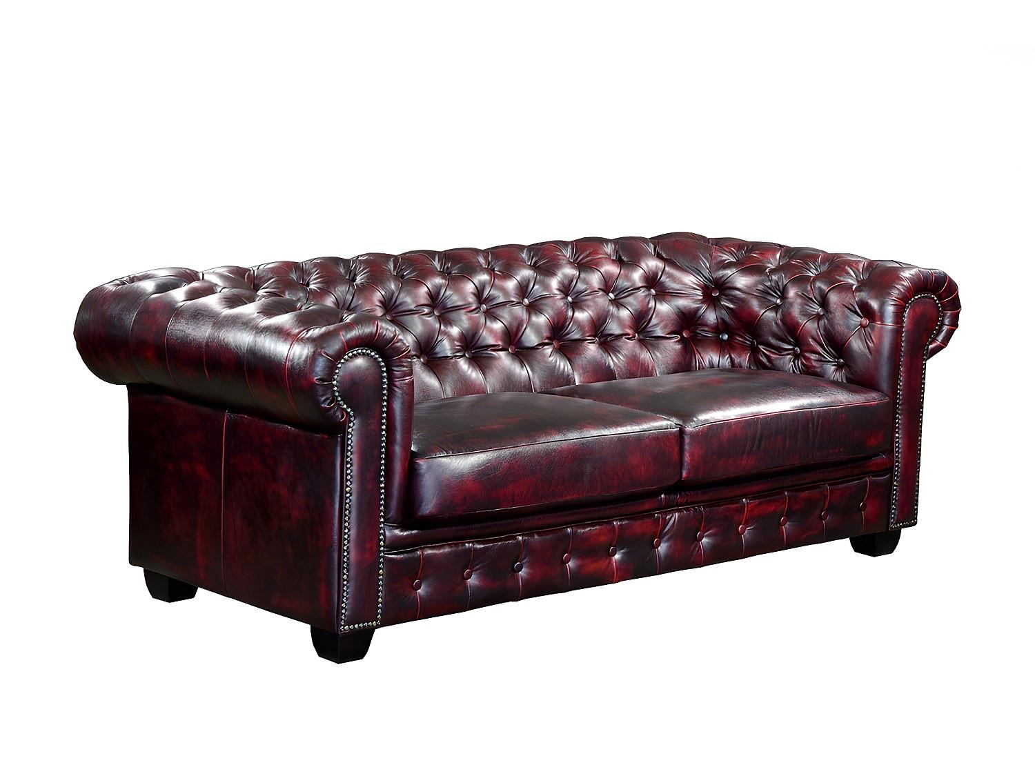 LINEA SOFA Divano Chesterfield a 3 posti 100% pelle di bufalo Cherry BRENTON  