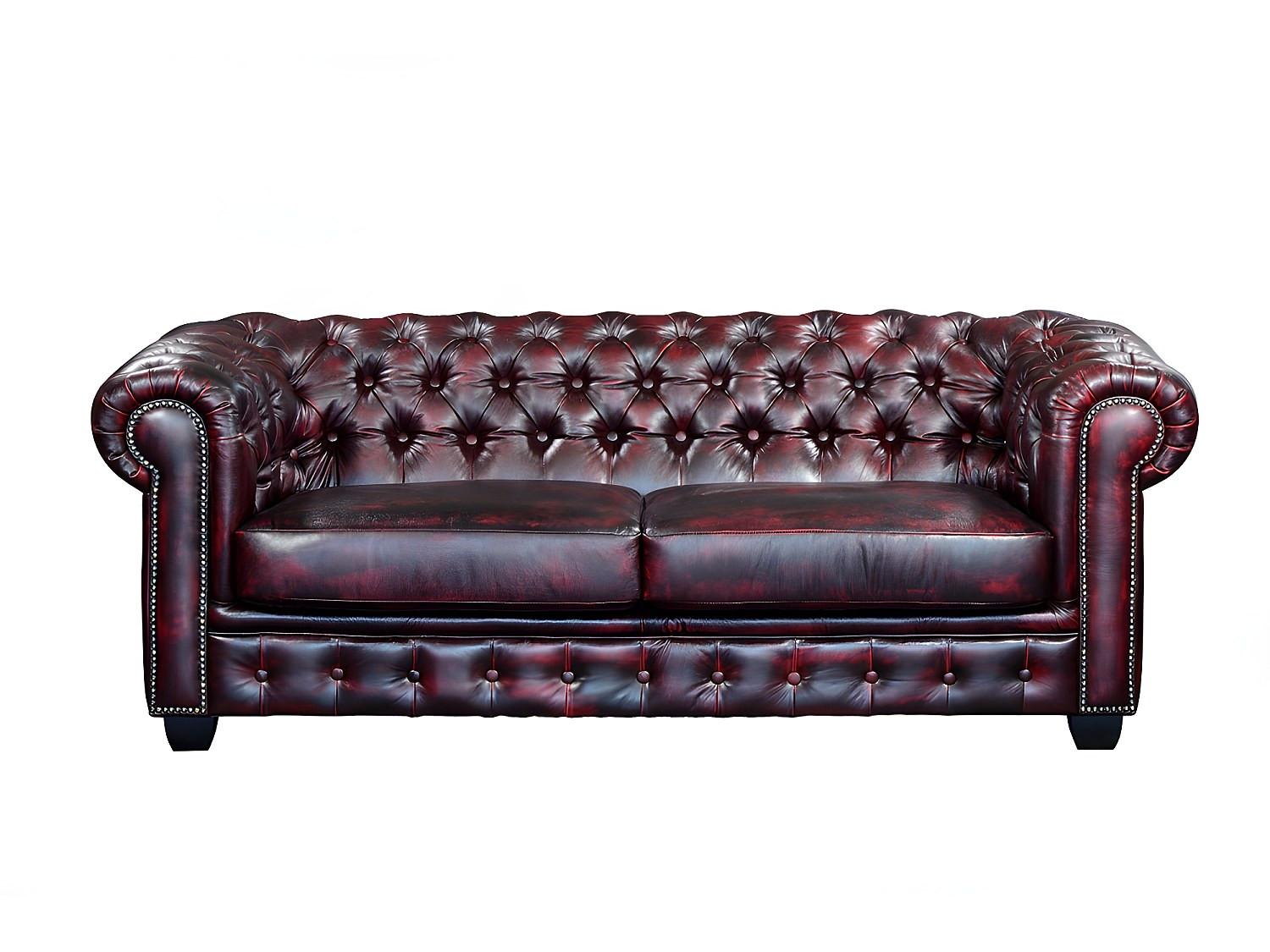 LINEA SOFA Divano Chesterfield a 3 posti 100% pelle di bufalo Cherry BRENTON  