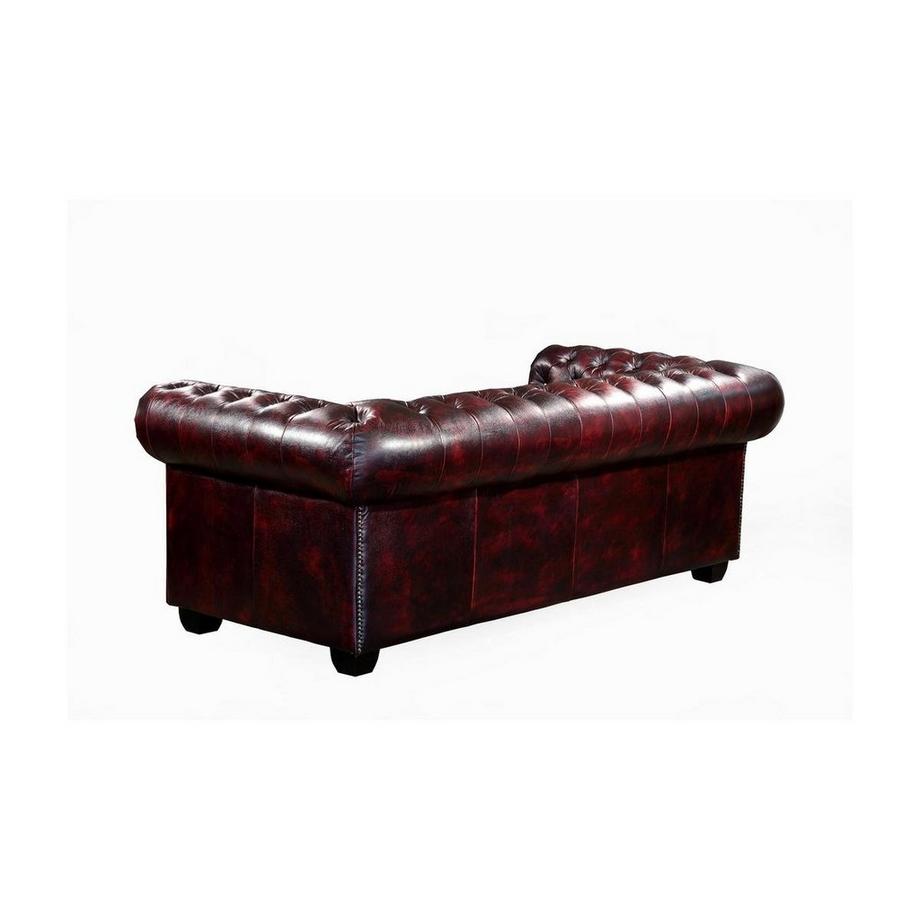 Vente-unique Canapé chesterfield 3 places BRENTON 100% cuir de buffle Cherry  