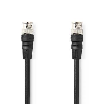 Câble vidéo BNC | BNC Mâle | BNC Mâle | Nickelé | 75 ohms | 5,00 m | Rond | PVC | Noir | Étiquette