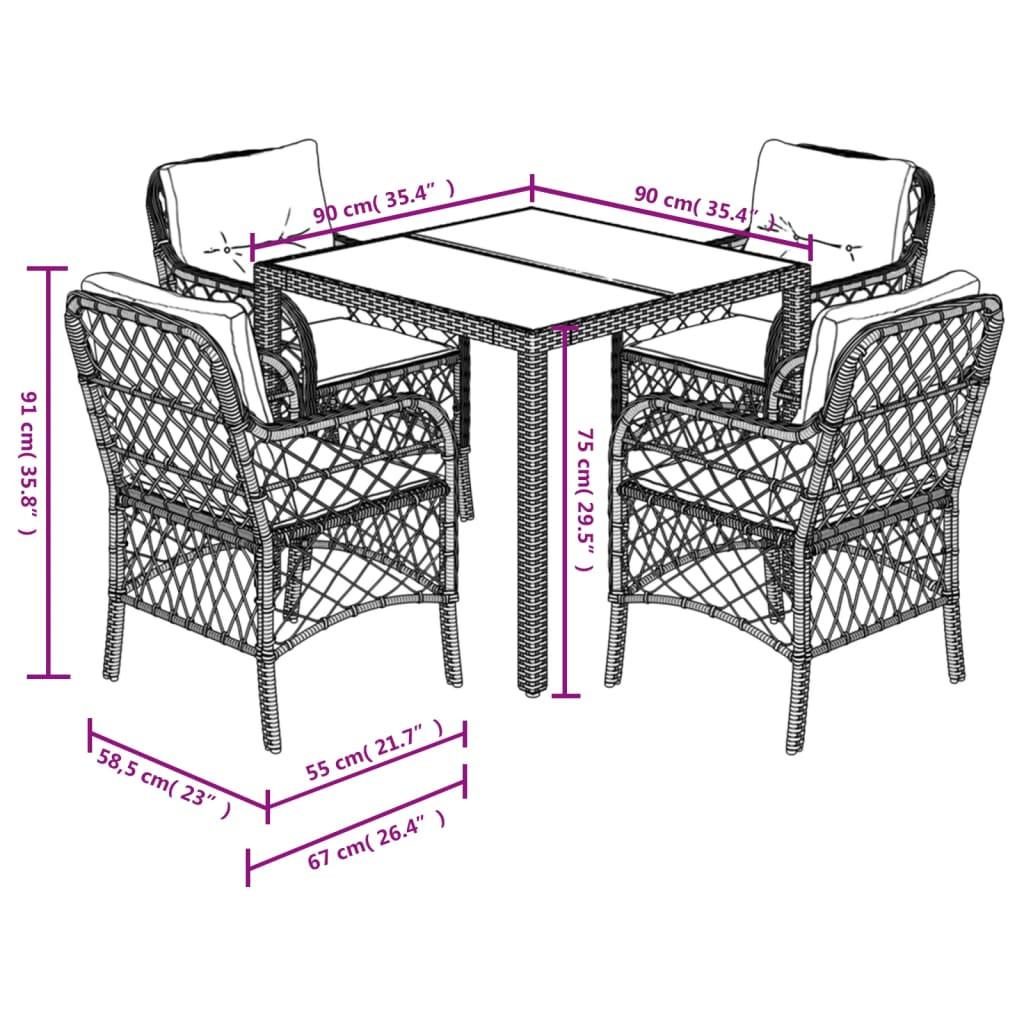 VidaXL Ensemble de salle à manger de jardin rotin synthétique  