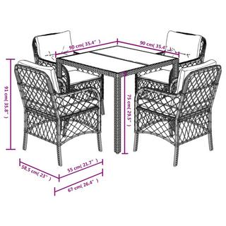 VidaXL Ensemble de salle à manger de jardin rotin synthétique  