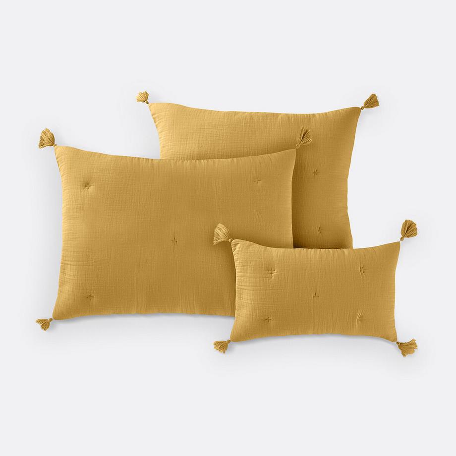 Housse de coussin matelassée gaze de coton