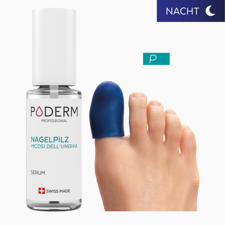 PODERM  Nagelpilz Nachtintensivbehandlung - Von Podologen empfohlen - 100 % natürlich und vegan - Fußpflege - Swiss Made 