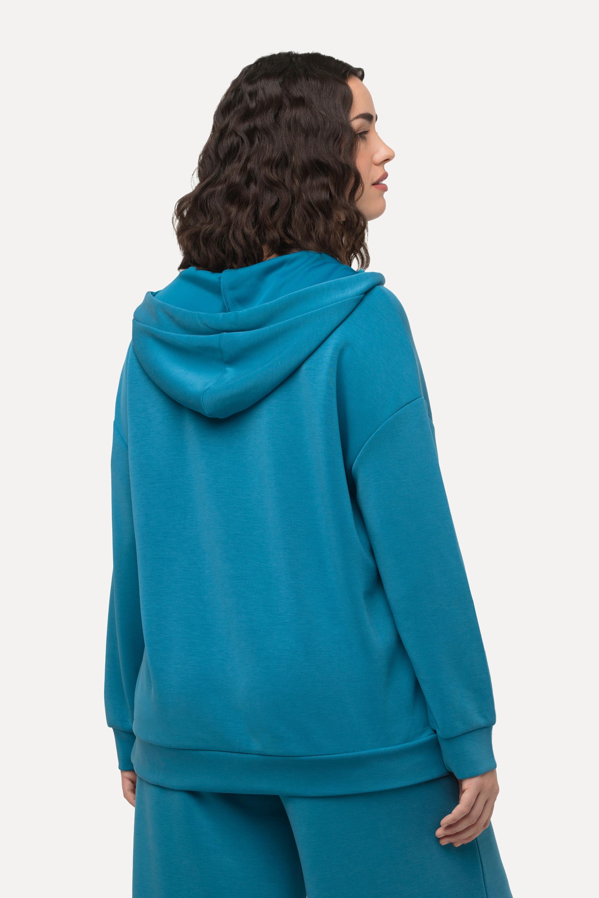 Ulla Popken  Hoodie, Oversized, V-Ausschnitt, Langarm, Kapuzenshirt 