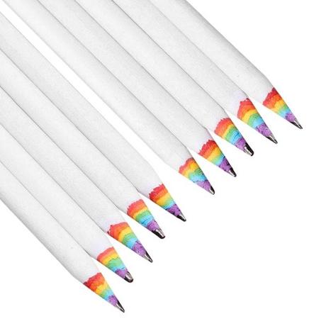 eStore 10x Crayons aux couleurs de l'arc-en-ciel - Blanc  