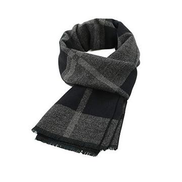 Écharpe d'hiver chaude et douce, écharpe tricotée à carreaux, longues écharpes d'hiver, gris noir, taille unique
