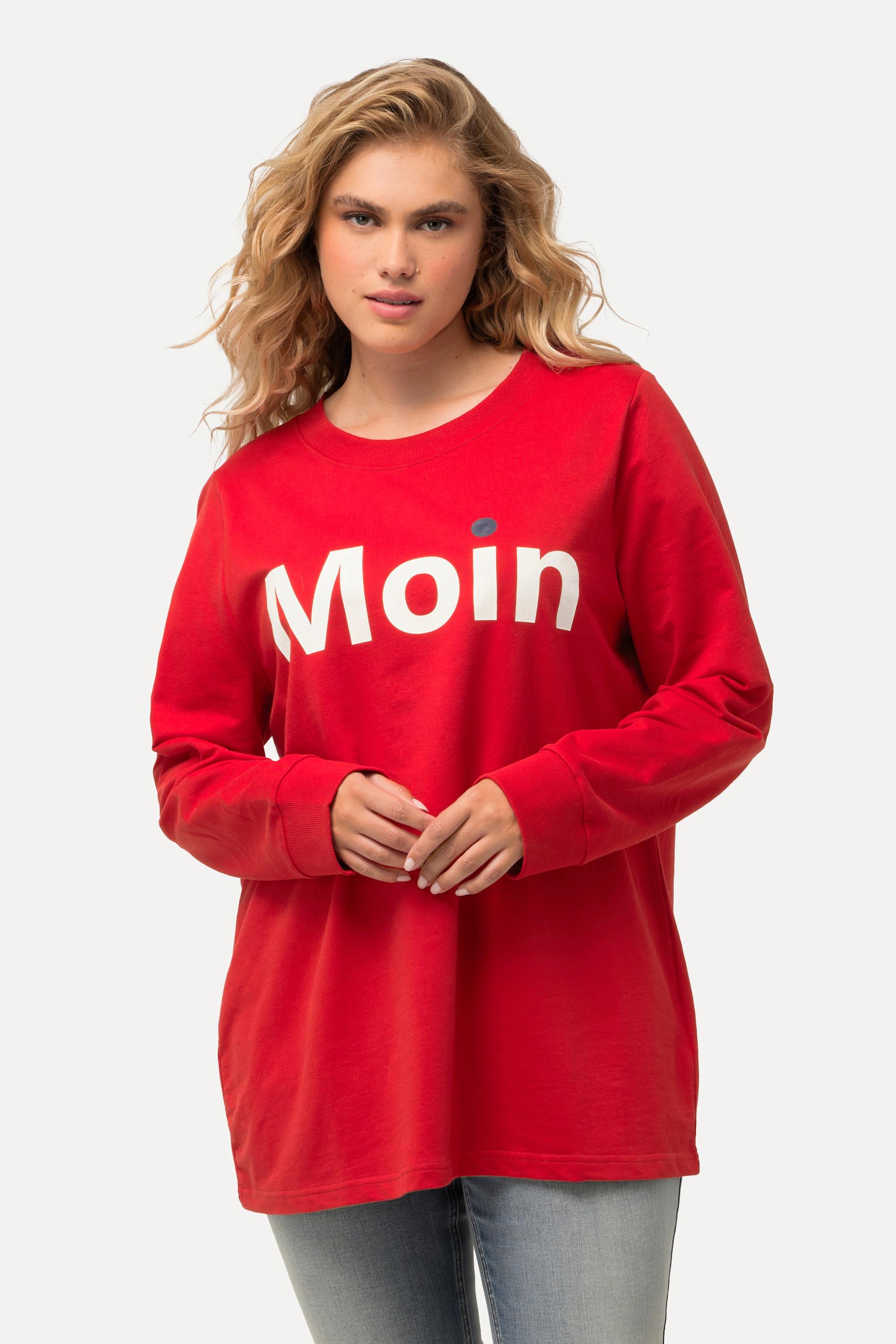 Ulla Popken  Sweat-shirt avec imprimé « salut », col rond et manches longues 