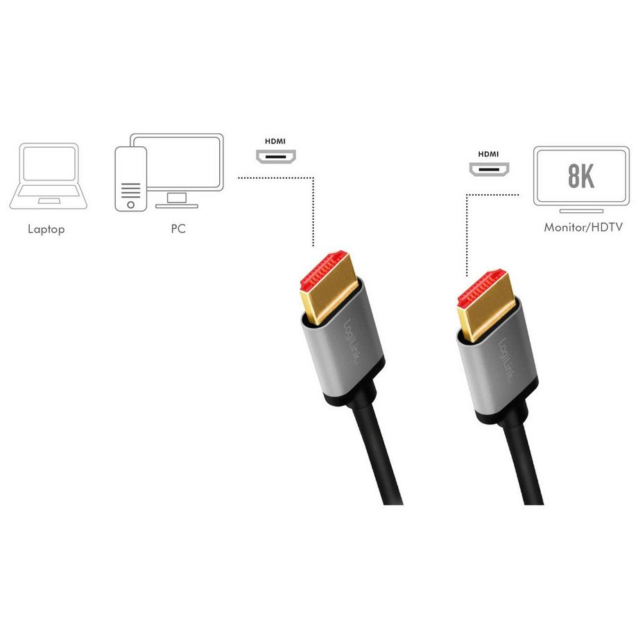LogiLink  Câble HDMI Ultra Haut Débit 8K/60 4K/120Hz 1m 