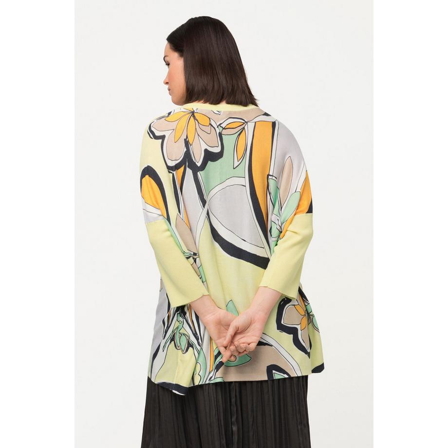 Ulla Popken Maglione Oversize Fantasia Floreale Scollo a Girocollo Maniche 3/4  