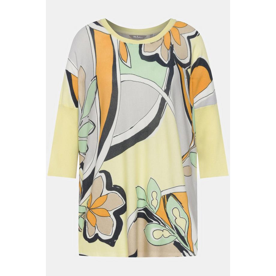 Ulla Popken Maglione Oversize Fantasia Floreale Scollo a Girocollo Maniche 3/4  