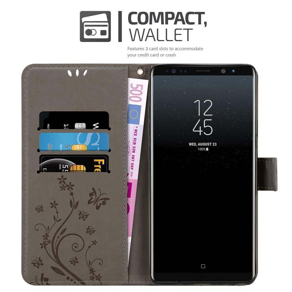 Cadorabo  Hülle für Samsung Galaxy NOTE 8 Blumen Design Magnetverschluss 