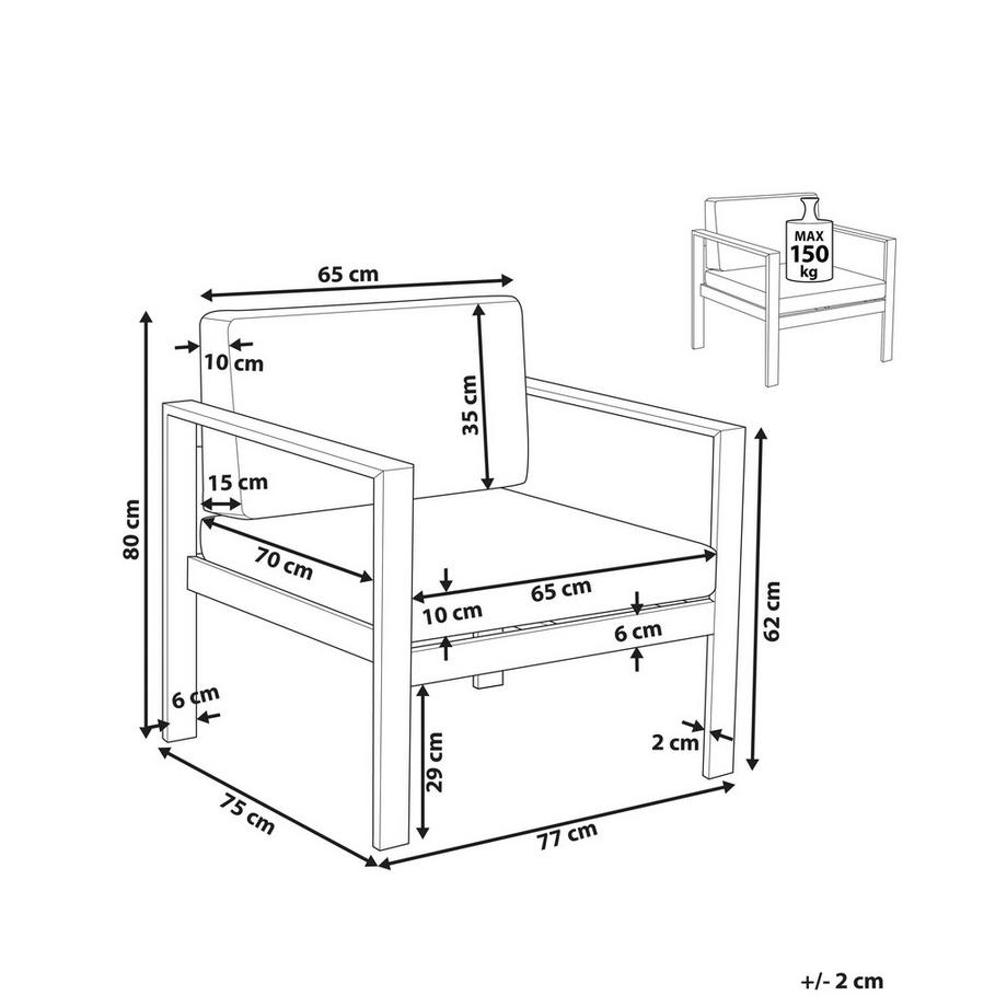 Beliani Poltrona da giardino en Alluminio Industriale SALERNO  