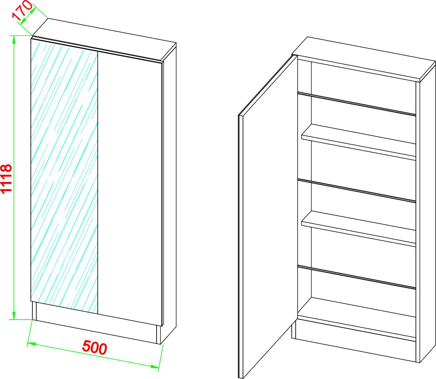 VCM Armoire à chaussures en bois Commode à chaussures Étagère à chaussures Support à chaussures Fulisa L Miroir  