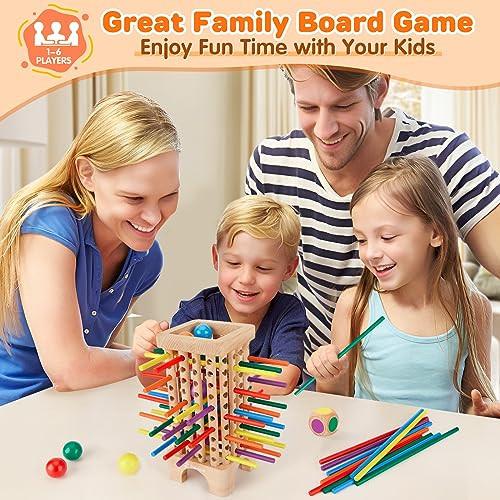 Activity-board  Brettspiel aus Holz, 42 Teile Bunte Holzstäbchen Würfelspiel Mathematik Lernspielzeug 