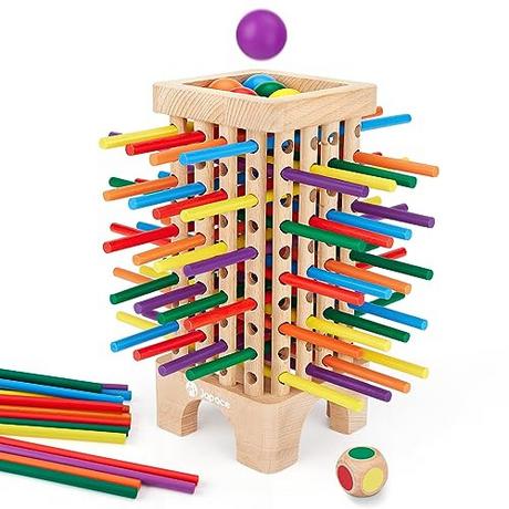 Activity-board  Brettspiel aus Holz, 42 Teile Bunte Holzstäbchen Würfelspiel Mathematik Lernspielzeug 