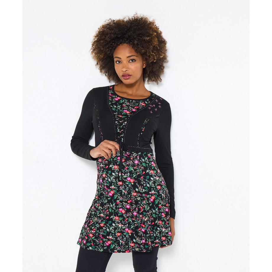 Joe Browns Jersey Tunika Blumenmuster Cardigan Effekt  