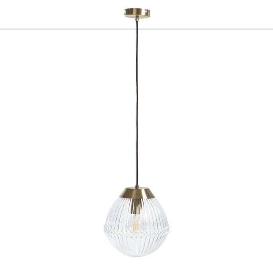 Suspension laiton et verre strié Ø26 cm