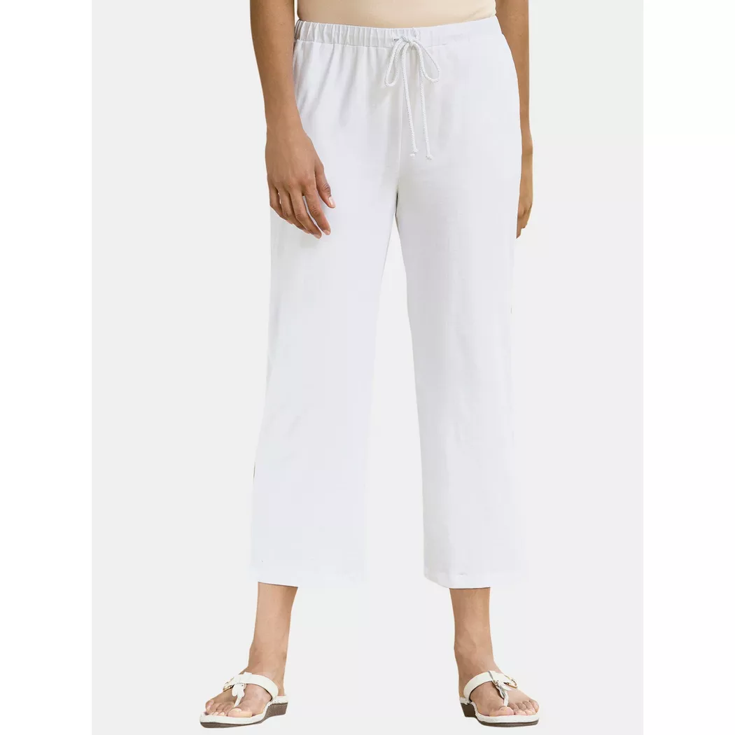 Ulla Popken - 3/4-Jerseyhose, gerades Bein schneeweiß, für Damen, Weiss, Größe 46/48