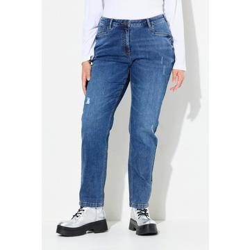 Jean Boyfriend, détails destroy, jambes larges et taille confortable