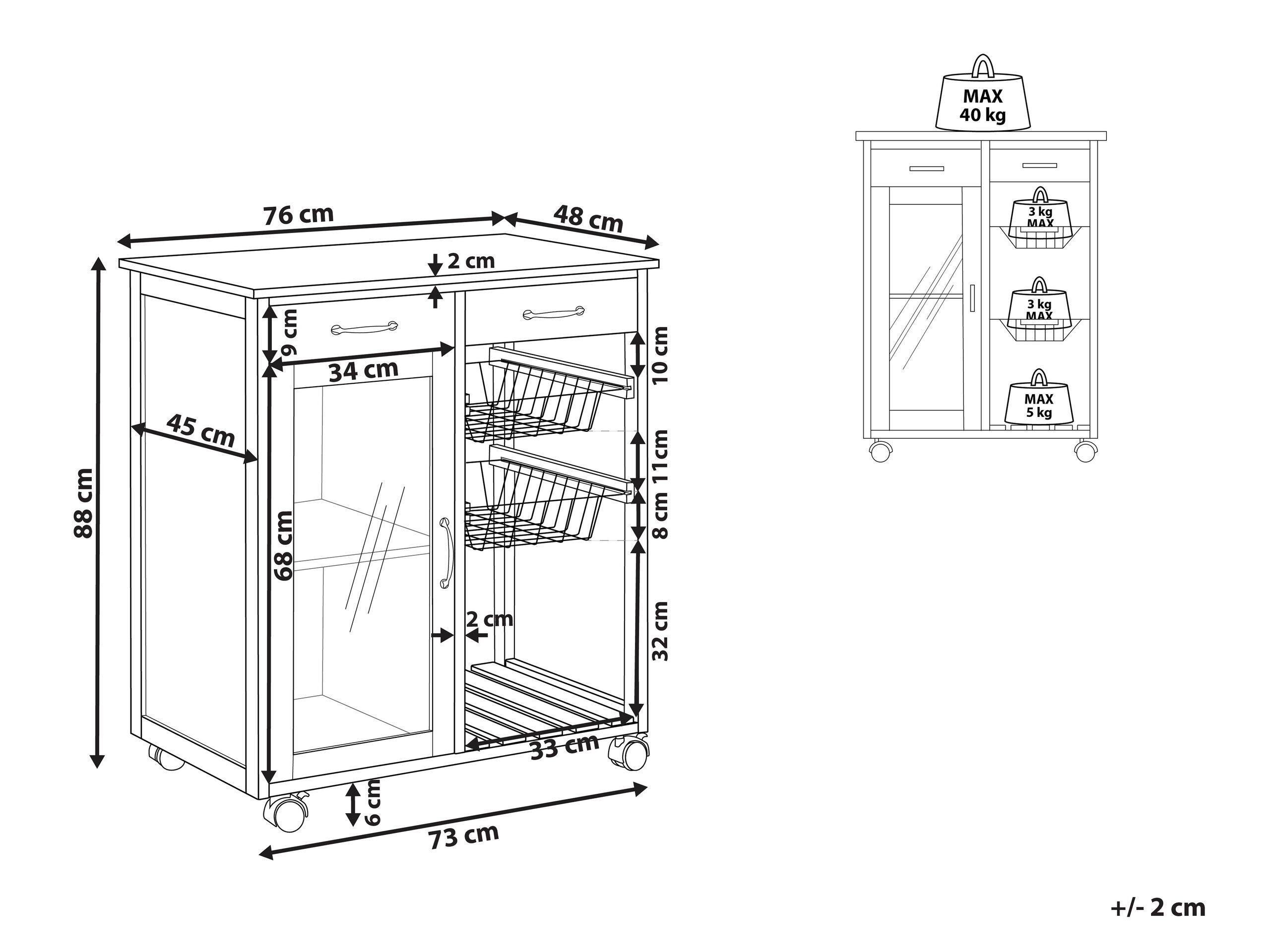 Beliani Chariot de cuisine en MDF Moderne BOVES  