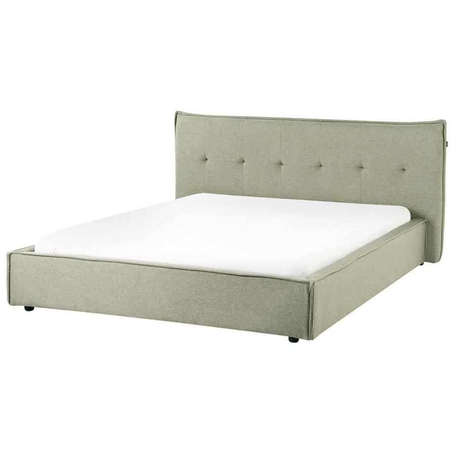 Beliani Lit avec sommier en Lin synthétique Moderne LESTRE  