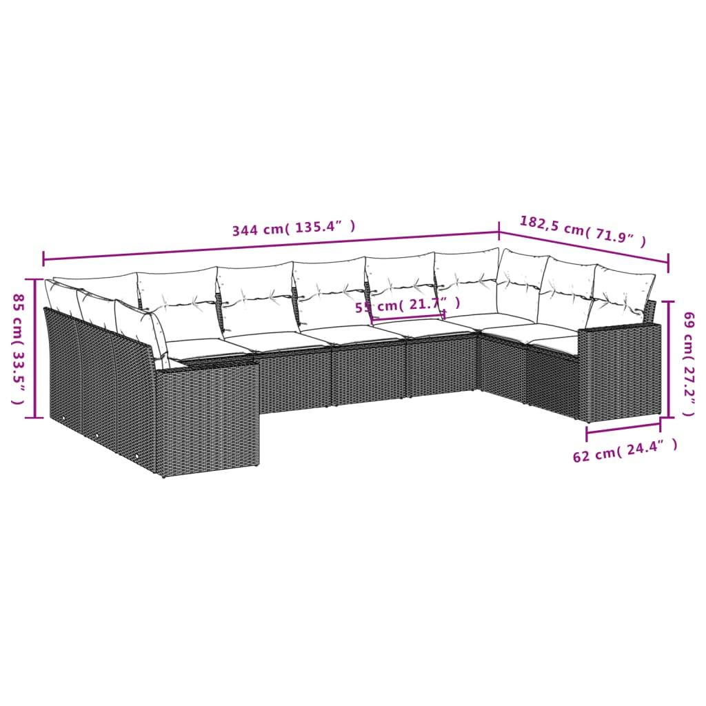 VidaXL Ensemble de canapés de jardin rotin synthétique  