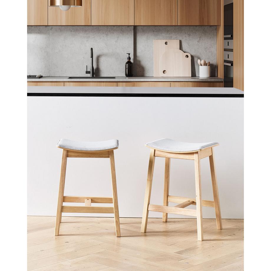 Beliani Lot de 2 tabourets de bar en Bois d'hévéa  DIXON  