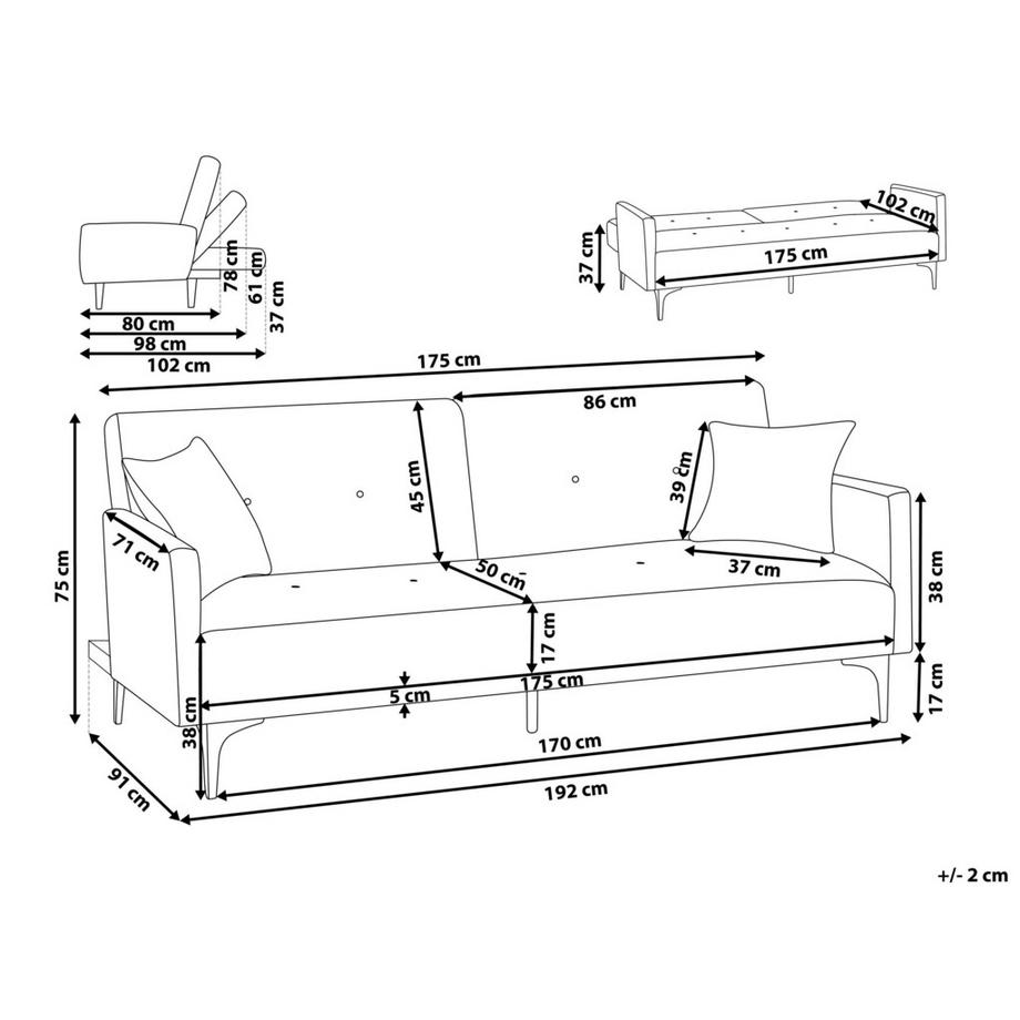 Beliani Schlafsofa aus Bouclé Skandinavisch LUCAN  