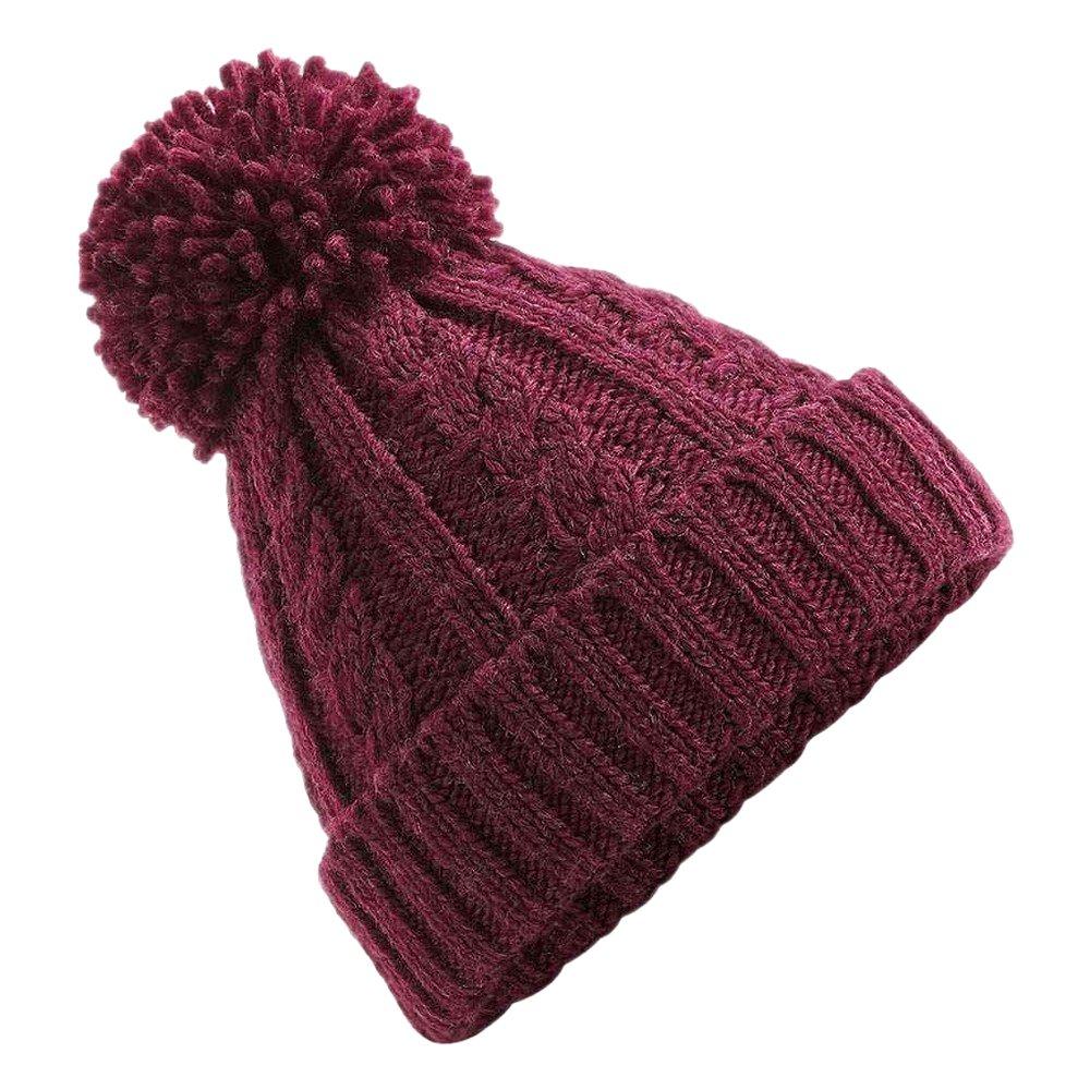 Image of Zopfmuster Melange Beanie Unisex Weinrot ONE SIZE