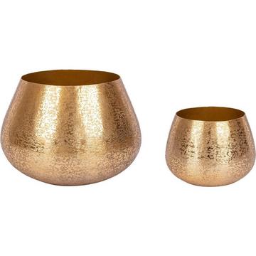 Vaso per piante Varanasi oro rotondo (set di 2)