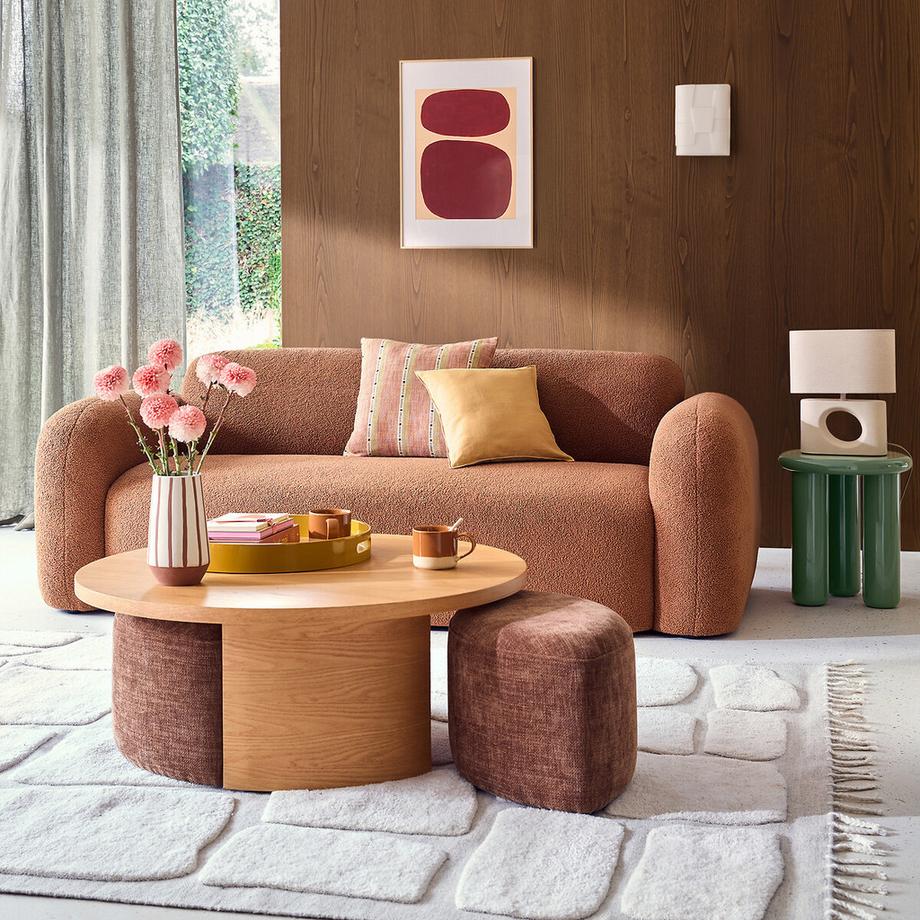 La Redoute Intérieurs Table basse ronde en placage chêne  