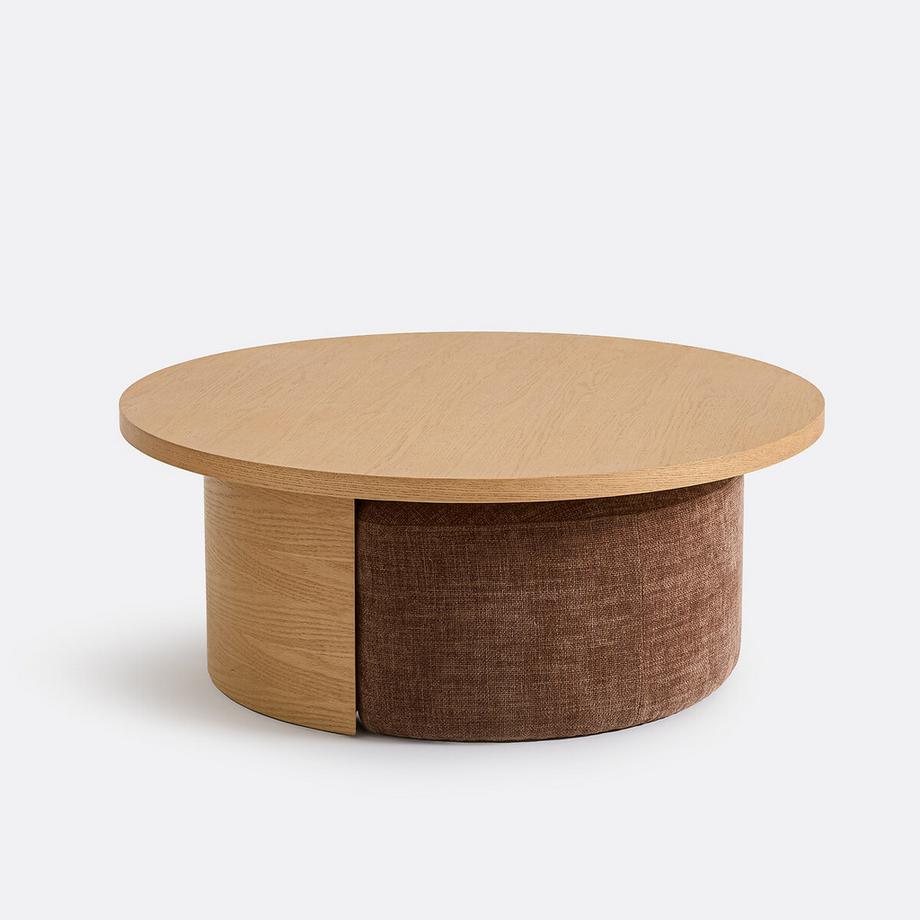 La Redoute Intérieurs Table basse ronde en placage chêne  