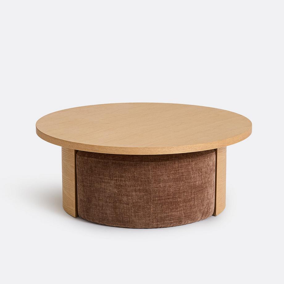 La Redoute Intérieurs Table basse ronde en placage chêne  