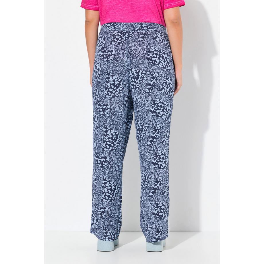 Ulla Popken Pantalon Rose Jambe Large Taille Élastique Crêpe  