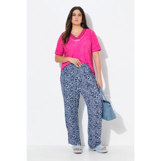 Ulla Popken Pantaloni Rose Gamba Larga Vita Elastica Crêpe  