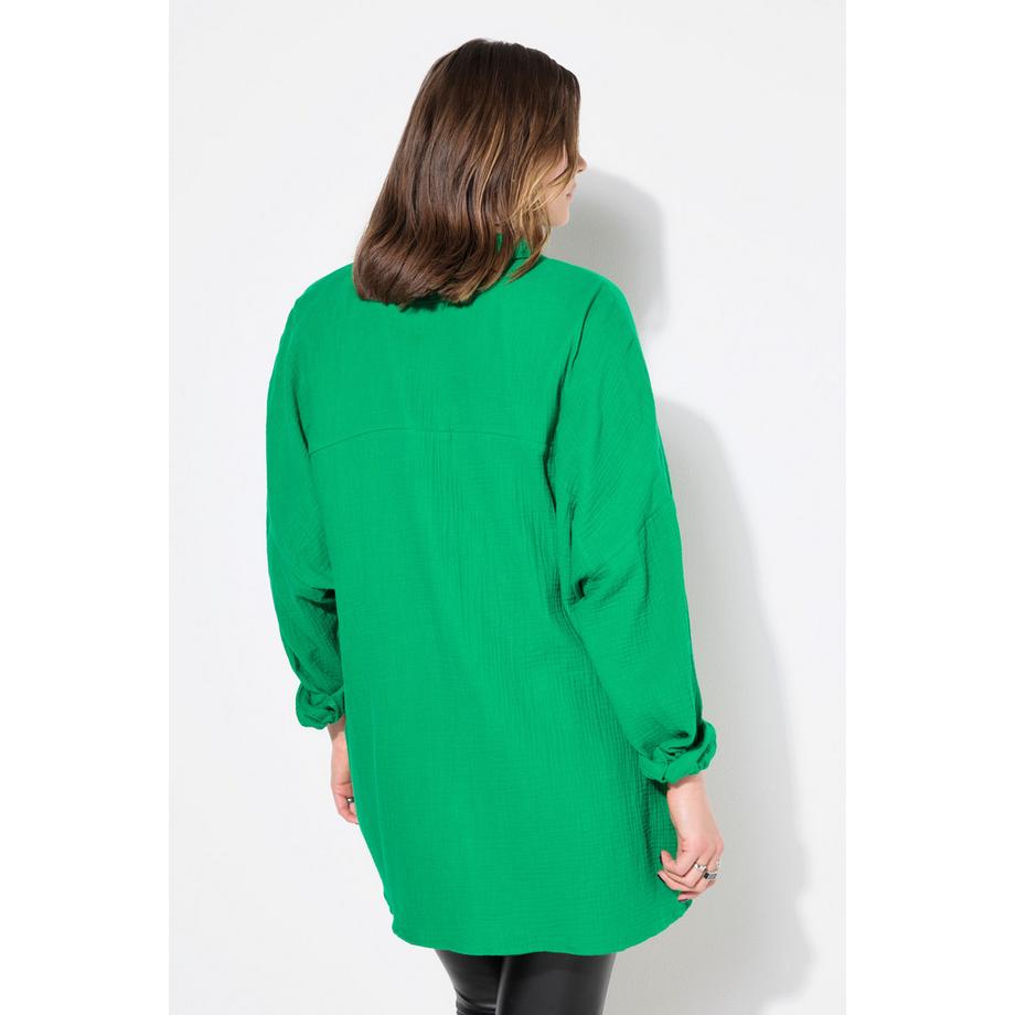 Studio Untold Musselin Oversized Bluse Leo-Patch Tasche  