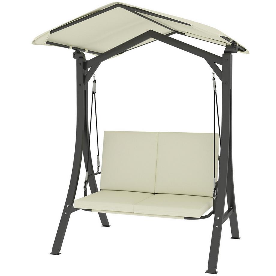 Northio Balançoire Hollywood avec housse de siège réglable, housse de protection Balançoire de jardin 2 places chargeable jusqu'à 220 kg, UV 30+ banc balançoire pour jardin, terrasse, 150x120x182cm, blanc crème Aosom  