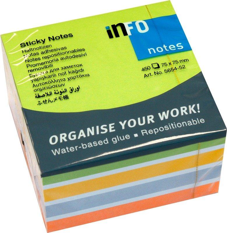 INFO INFO Haftnotizen Cube 75x75mm 5654-52 ass. 450 Blatt  