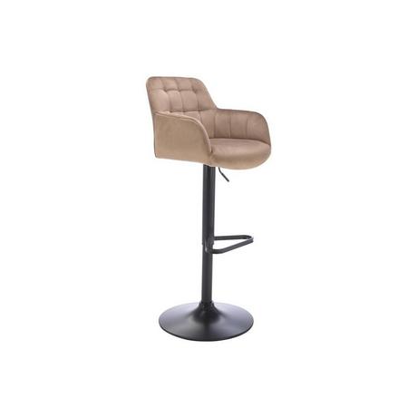 PASCAL MORABITO Tabouret de bar en velours et métal noir - Hauteur ajustable - Beige - PEGA de Pascal MORABITO  