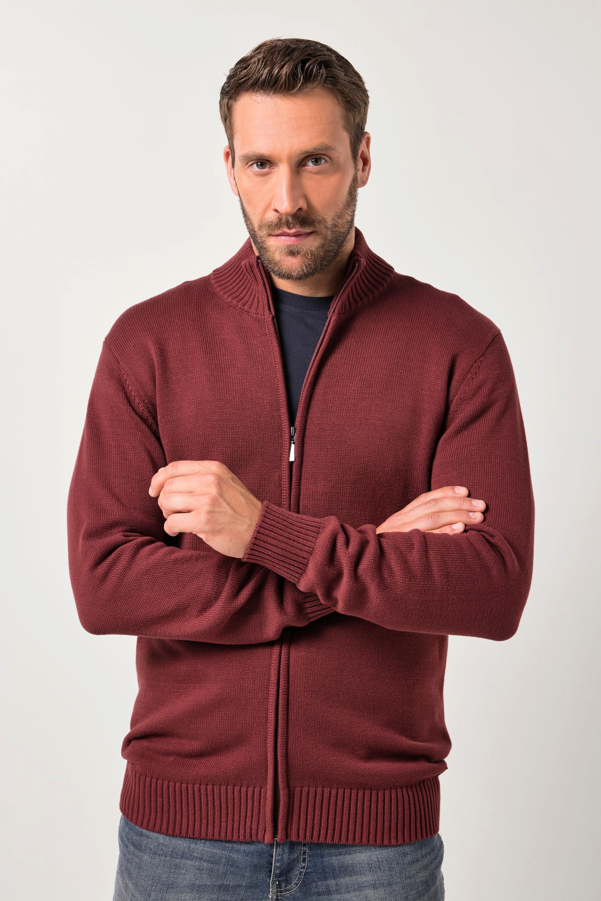 JP1880 Strickjacke Stehkragen Rippbündchen  