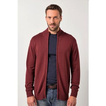 bis 7XL, Strickjacke, Cardigan mit Stehkragen, Zipper, Rippbündchen,